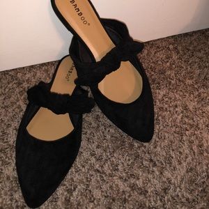 Black Velvet Mule Flats